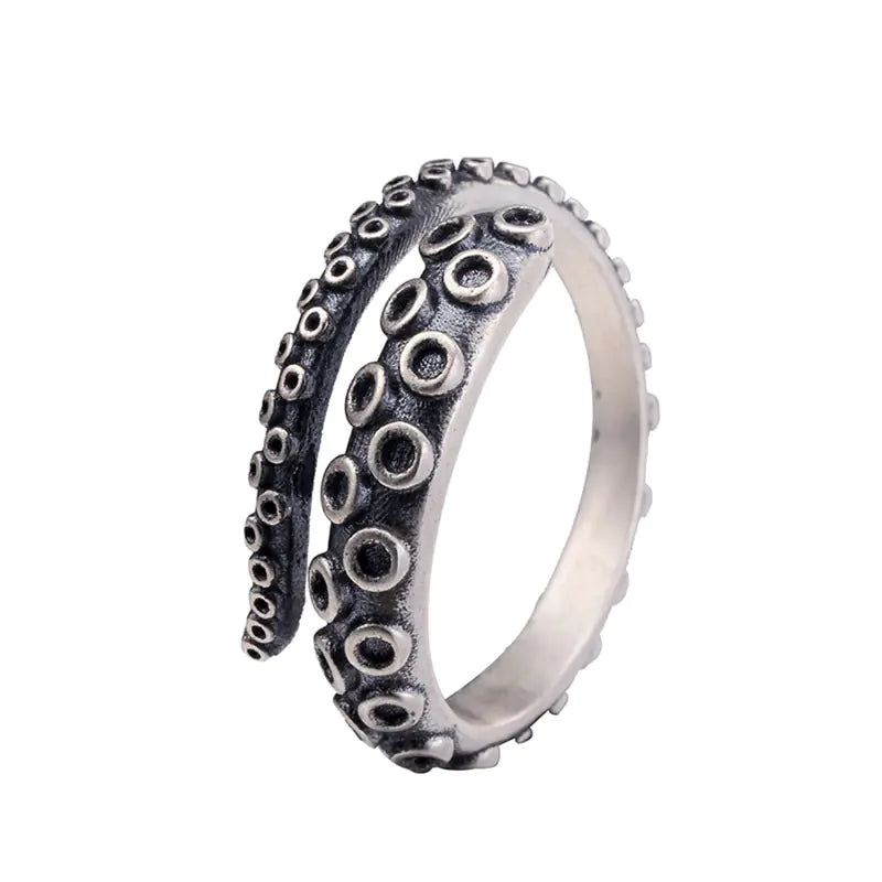Anillo Ajustable de Acero Inoxidable con Diseño de Pulpo Punk